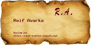Reif Avarka névjegykártya